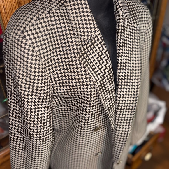 ANNE KLEIN 
Faux Double Breasted Jacquard Knit Blazer xl houndstooth black - Picture 6 of 10